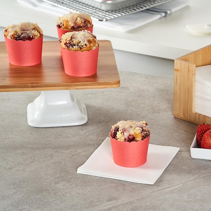 Restaurantware Baking Cups 200 Pack of 3.38 oz Paper Cupcake Liners Greaseproof Scalloped Oven-Safe Elegant Dessert Muffin Cups Disposable for Parties