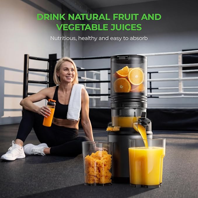 Juicer Machines, Cold Press Juicer with Wide Feed Chute, 3-in-1 Slow Masticating Juicer, Juice, Nut Milk & Sorbet Maker, BPA-Free, High Juice Yield for Whole Fruits & Vegetables Easy to Clean