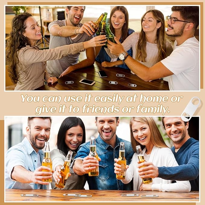 30 Pcs Flat Bottle Opener 3.5 x 1.18 inches Stainless Steel Beer bottle Openers Heavy Duty Bar Blade Solid Bottle Cap Opener Funny Bartender Bottle Opener for Kitchen Party Supplies,Silver