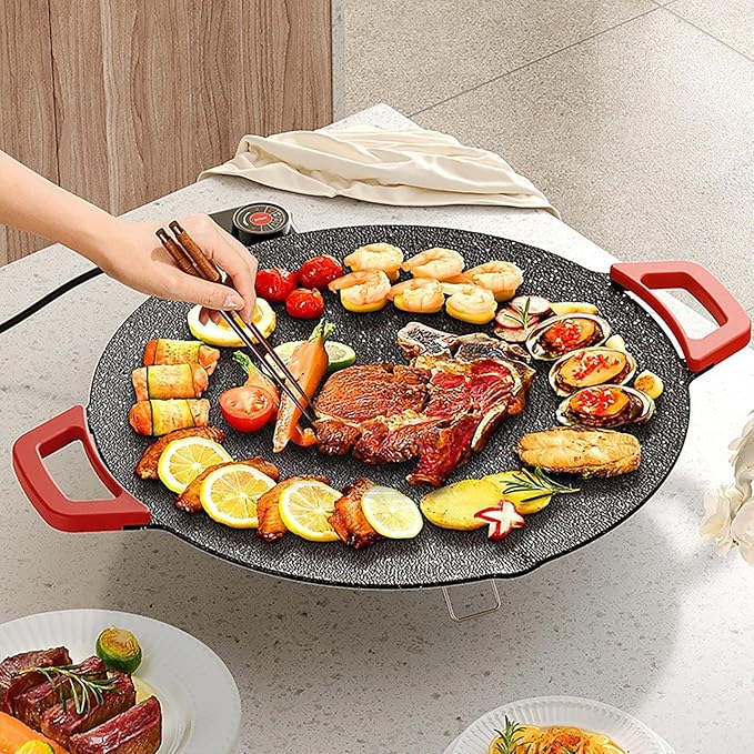 Indoor Grills Electric Smokeless – Nonstick Electric Griddle for Indoor Use, Fast-Heating Compact & Versatile Cooking for Steaks, Pancakes, and BBQ (15.7inch)