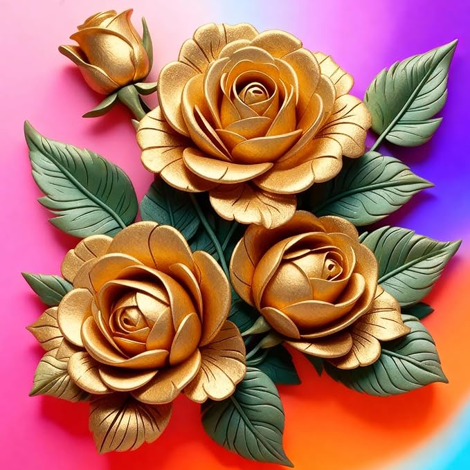 Rose Chocolates Silicone Molds, Flower Buds Leaves Wedding Cake Fondant Molds, Food-Grade Materials for Kitchen Baking, DIY Candy, Cookies Flower Paste Muffins Clay Resin Plaster-1Pcs