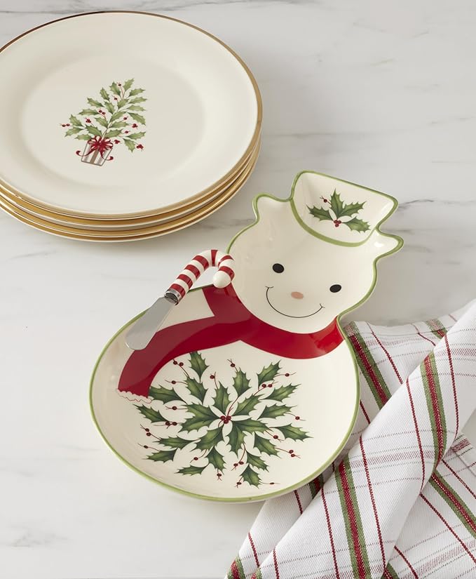 Lenox 898269 Holiday Tray with Spreader, Christmas Serveware, Festive Décor