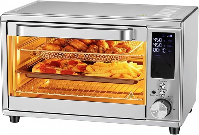 Simple Deluxe 29.6QT Air Fryer Toaster Oven Combo with Smart Probe, 12-in-1 Countertop Convection Oven, 450°F, Stainless Steel