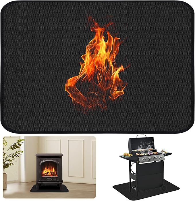 48×30 Inch Hearth Rug Fireproof, Under Grill Mats for Outdoor Grill, Fireproof Rugs for Fireplaces, Grill Mat Oil-Proof Water-Proof Protector for Decks, Patios and Indoor Grill