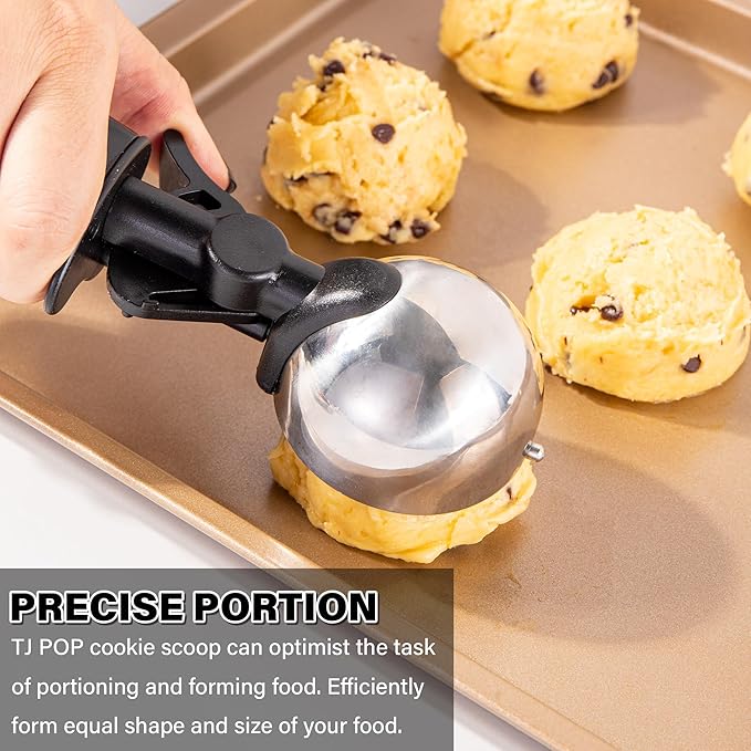 3.5 Tbsp Cookie Scoop, Ice Cream Scoop with Thumb Trigger, Cookie Dough Melon Baller Scoop 55 mm, Comfortable Grip, Non-Slip, 50 ml