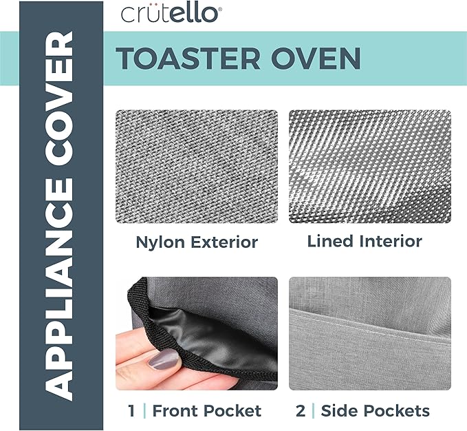 Crutello 9 Slice Toaster Oven Cover with Storage Pockets - For Small Appliances, Durable Kitchen Appliance Covers
