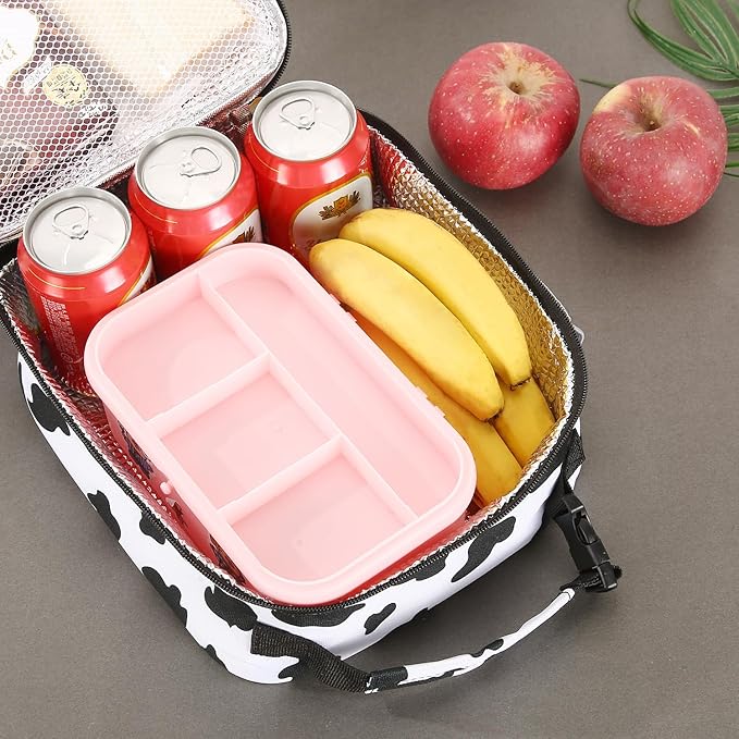 Lovoeo Lunch box Lunch bag for men women Insulated Lunchbox Lunch bags for Work Picnic Travel (Cow)