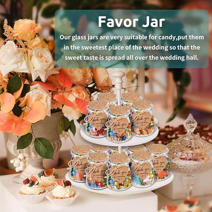 AIXIANG 30 Set 3.5 oz Glass Jars with Cork Lid & Airtight Seal - Rustic Wedding Favors, Baby Shower Gifts, Candy & Spice Storage - Includes Twine, Labels (Multi-Purpose, Eco-Friendly)