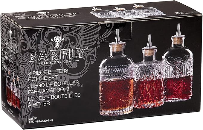 Barfly Bitters Bottle Set of 3 - M37186/M37187/M37188, Glass, 6.8 oz (200 ml), Set of 3