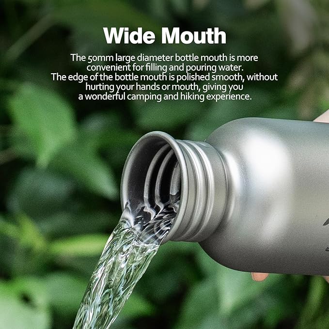 Boundless Voyage Titanium Water Bottle with Lid Wide Mouth Leak-Proof Reusable Sport Drinking Bottle for Camping Hiking Picnic Climbing Running Tea Coffee (420ml)