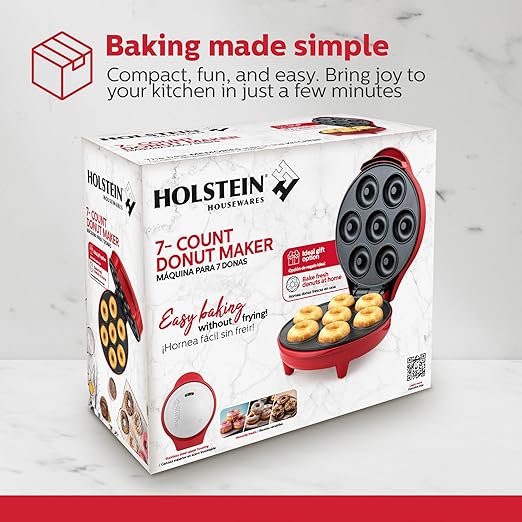 7-Count Mini Donut Maker – Makes 7 Donuts in Minutes, Non-Stick Plates, Compact Upright Storage, Easy to Use & Clean – Fun Baking Appliance for Kids, Adults, and Breakfast Treats
