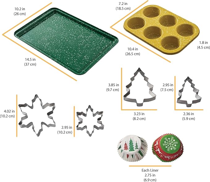 Chicago Metallic 78 Piece Holiday Baking Set, Perfect for Baking Holiday Cookies, Cupcakes, Muffins, and Much More