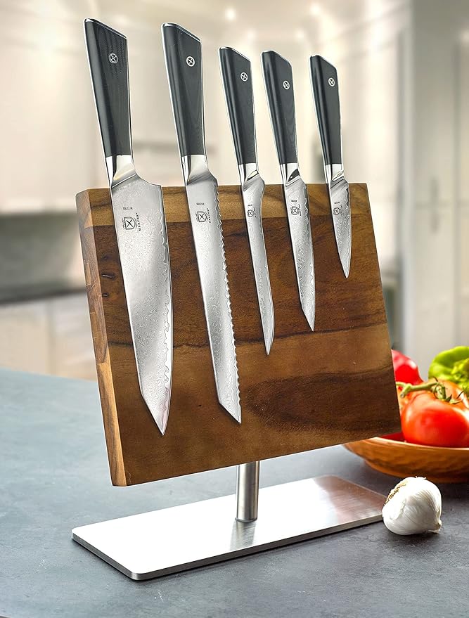 Mercer Culinary Premium Grade Super Steel 6-Piece Knife Set with Magnetic Stand, G10 Handles