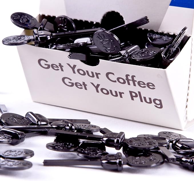 StixToGo Black Circle Beverage Plug for Disposable Lids, Package of 400