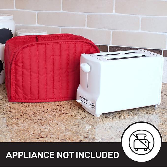 RITZ Premium Universal Two Slice Toaster Cover, 11.25" x 5.75" x 7", Polyester and Cotton Quilted, Fingerprint Protector, Super Soft Appliance & Dust Cover, Appliance NOT Included, Paprika
