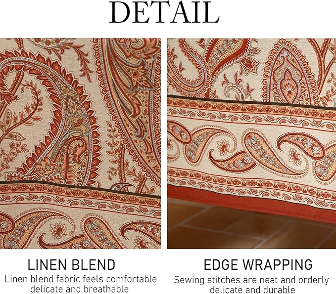 ISAENNE Designer French Red Table Cloth for Rectangle Table,Fall Linen Tablecloth with Cashew Pattern,Stain Proof Decor Tablecloths for Dining Thanksgiving Kitchen,55"*87"-Chauffrey D