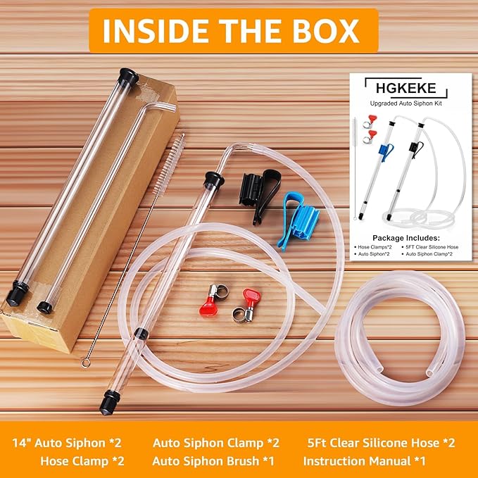 3/8" Auto Siphon 2 Pcs Racking Canes Beer Bottle Siphon Pump Hand Pump Siphon for Gallon Jugs, Wine, Beer, Mead, or Kombucha with 5Ft Food Grade Silicone Hose Fermentation Kit Wine Making Supplies