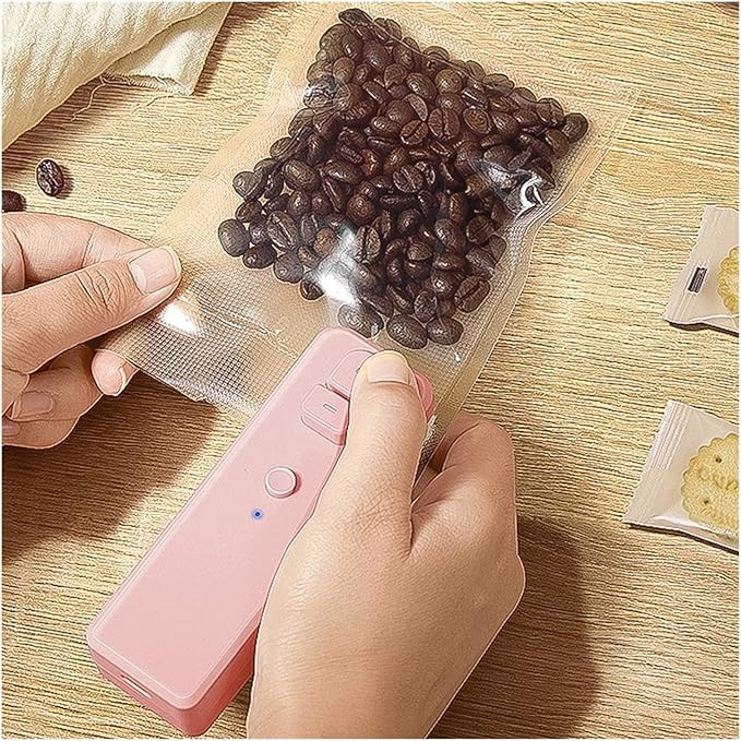 2 in 1 Heat Sealer Mini Handheld Sealing Vacuum Machine Portable USB Charging Food Snack Plastic Storage Bag Sealer Packing Bag