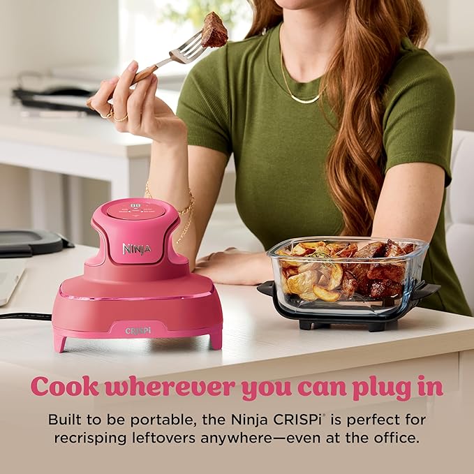 Ninja Crispi 4-in-1 Glass Air Fryer | 450°F | Non-Toxic | 4QT & 6-Cup Glass Containers w/Lids | Microwave, Freezer, Dishwasher Safe | Max Crisp, Air Fry, Bake, Recrisp | Cherry Crush | FN101DR