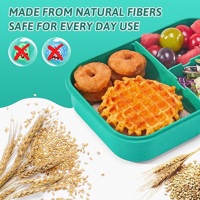 MISS BIG Bento Box for Kids, Leakproof Lunch Box, No BPAs & Chemical Dyes, M/W, D/W & Fridge Safe (1150ml Green)