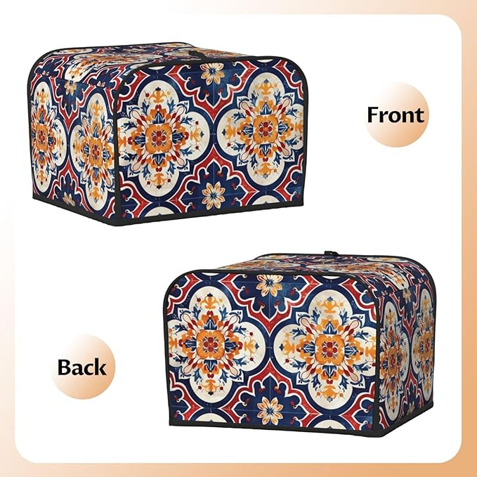 Purple Red Mandala Covers for 4 Slice Toasters,Cute Country Bread Machine Cover with Handle,Washable Stain Resistant Kitchen Small Appliance Cover Dining Decor