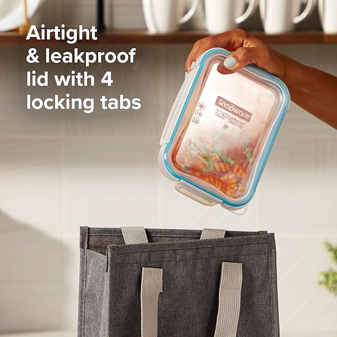 Snapware Food Storage Containers, Plastic, 8.5-Cup, Rectangular | Leakproof & Airtight | BPA-Free | Microwave & Dishwasher Safe | Pack of 6