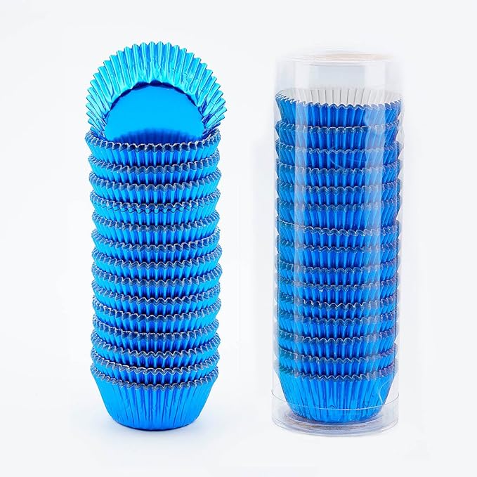 Gifbera Metallic Blue Foil Mini Cupcake Liners Muffin Cups, 300-Count