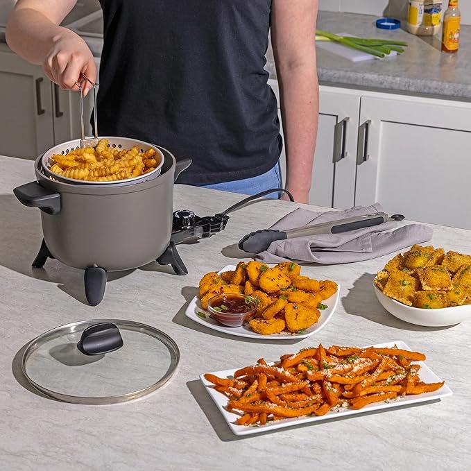Electric Kitchen Kettle Multi-Cooker - Non-Stick Electric Deep Fryer for Home Kitchen