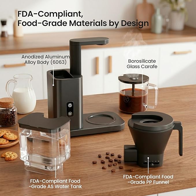 Kismile SCA-Certified 8 Cup Drip Coffee Maker, Pour Over Coffee Machine with 3s Instant Heat 197–205℉, Adjustable Flow Control, Removable Water Tank, Deep Cold Brew & 40 Min Keep Warm
