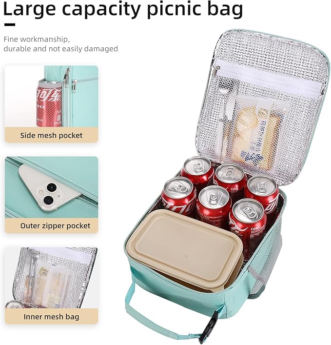 Lovoeo Lunch box Lunch bag for men women Insulated Lunchbox Lunch bags for Work Picnic Travel (baby blue)