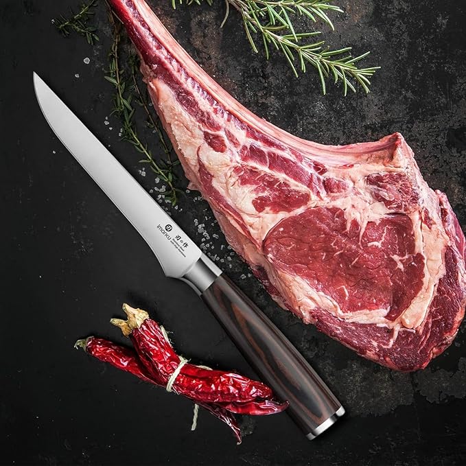 imarku Fillet Knife, German High Carbon Boning Knife, 6-Inch Stainless Steel Professional Grade Boning Fillet Knife for Fish, Pakkawood Handle for Meat and Poultry, Gifts for Men and Women