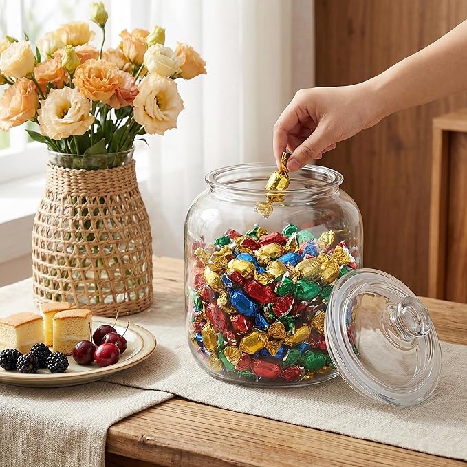 Goaste 135oz Acrylic Cookie Jar with Lid, Airtight Candy Jar Unbreakable, Clear Plastic Apothecary Jar with Silicone Sealing Ring for Dog Treats, Snack, Nuts, Chocolate, Sugar, Herbs, Spices, Cereals