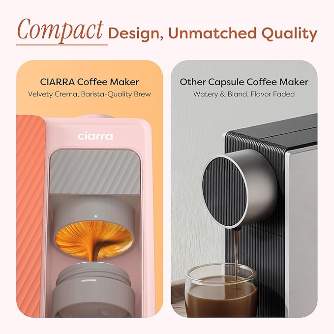 CIARRA Bloombox Compact Espresso Coffee Maker, 15 Bar Rich Flavor Brew Espresso Coffee Machine for Travel Camping RV Office Home, Easy to use, 6.1oz Stainless Steel Water Tank