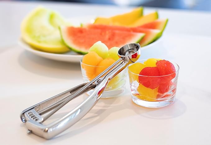 Jenaluca Small Scoop - Mini Cookie Scooper & Melon Baller - 2 Teaspoon Volume - Disher #100 stainless steel scoop for baking cookies & fruit balls