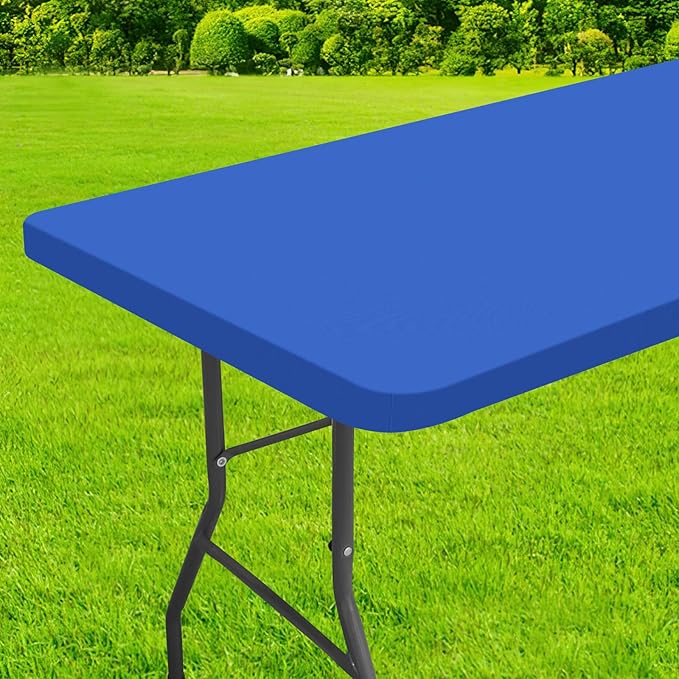 homing Rectangle Table Cloth Cover, Waterproof Polyester Elastic Fitted Tablecloth, Fits for 4 Foot Folding Tables, Washable Table Protector for Picnic, Camping, Outdoor (Blue, 30" x 48")