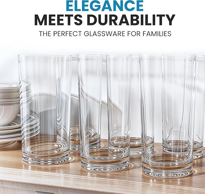 Zulay Kitchen Plastic Drinking Glasses (Set of 6) – 24oz Acrylic Shatterproof Water Cups for Home, Kitchen & Outdoors – Crystal Clear Glass Look – BPA & Lead-Free – Top-Rack Dishwasher Safe