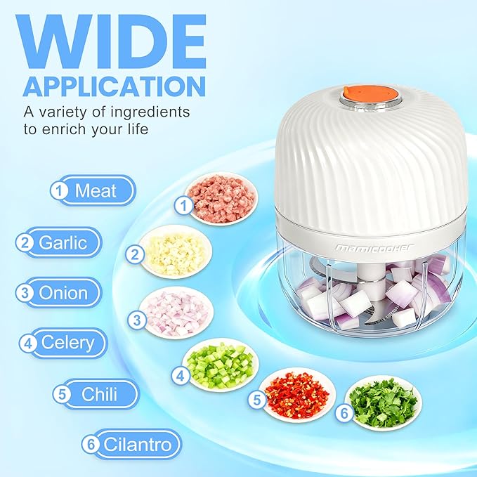Electric Garlic Chopper, Mini Portable Veggie Chopper, 250ML Garlic Grinder Masher Onion Grinder, Blender to Vegetable, Wireless Food Processor for Ginger, Chili, Fruit, Meat, etc