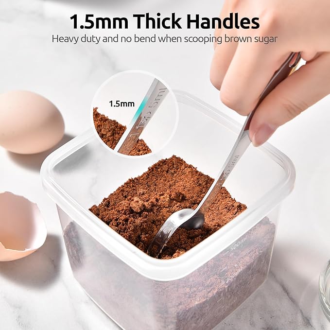 U-Taste 18/8 Stainless Steel Measuring Cups and Spoons Set of 10, and 18/8 Stainless Steel Square Measuring Spoons Set of 8 (Aqua Sky+Silver)