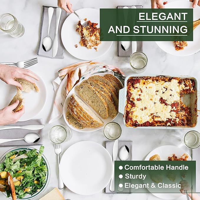 68 Pieces Silverware Set with Serving Utensils Set, CEKEE Stainless Steel Flatware Set for 12, Heavy Duty Cutlery Set, Kitchen Utensil Sets for Home Restaurant, Mirror Finish, Dishwasher Safe