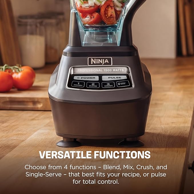 Ninja Kitchen System | 8-Cup Food Processor Bowl & 72 oz. Blender All-in-One | With (2) 16 oz. To-Go Cups | For Smoothies, Ice Crushing, Dough & More | 1500 Watt | Black | BL770