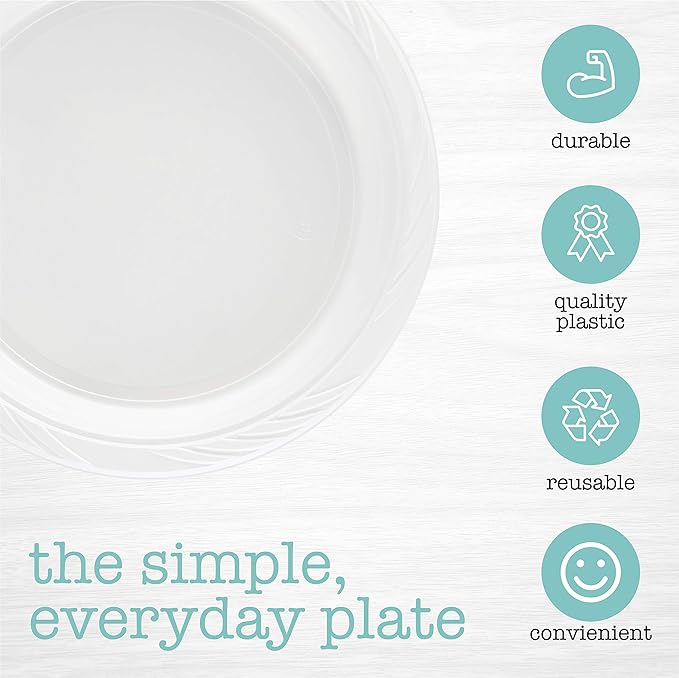 PLASTICPRO 200 Count Disposable 10 Inch White Plastic Dinner Plates Extra Large