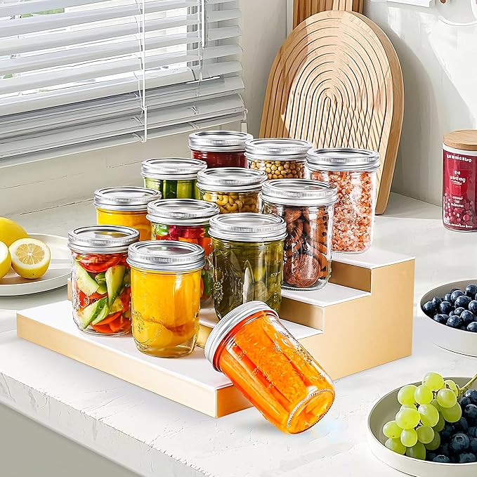 Miuyhji Wide Mouth Mason Jars 16 oz with Lids [2 Pack], Canning Jars with Metal Airtight Lids and Bands, 16 oz Glass Jars for Fermenting, Pickling, Freezing, Preserving, Meal Prep, Jar Décor