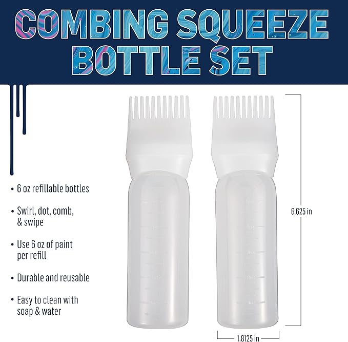 FolkArt Drizzle Combing Squeeze Bottle Set, Durable Tools for DIY Paint Pouring Arts and Crafts Projects, 50825