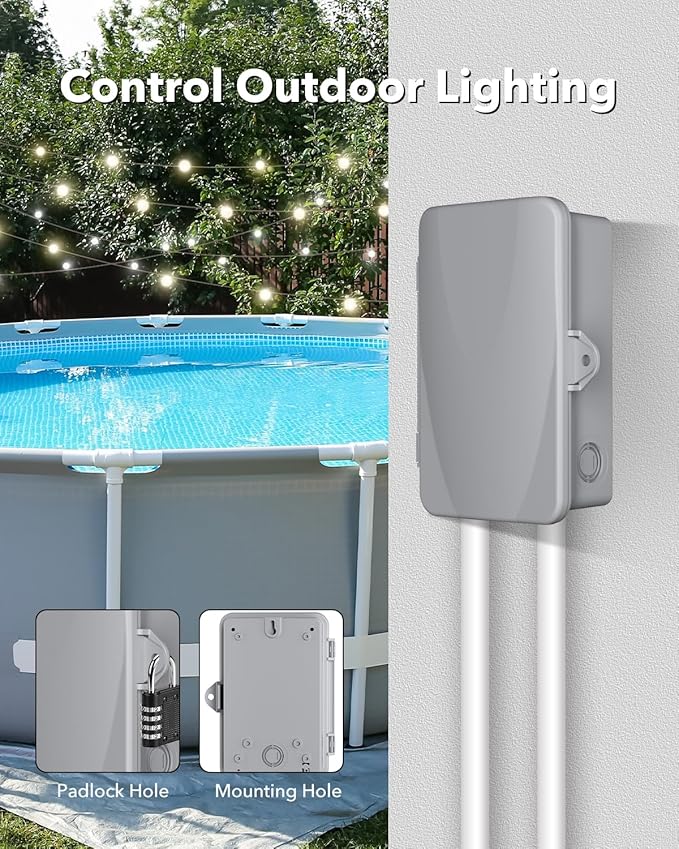 BN-LINK Pool Pump Timer, Heavy Duty Outdoor Smart Wi-Fi Timer Box, 2HP 40A Max, 120, 240, 277 VAC, for Pool Pump, Water Heater, Fans, SPA, Compatible with Smart Phone, Alexa, Google Assistant