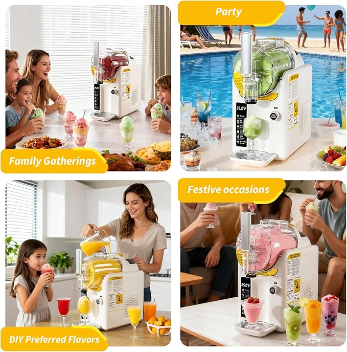 2 IN1 Soft Ice Cream Maker Slushie Machine for Home - 88oz Slushy Machine Maker No Ice Needed Self Cleaning, Frozen Drink Machine for Slushie, Margarita, Frappés, Milkshake