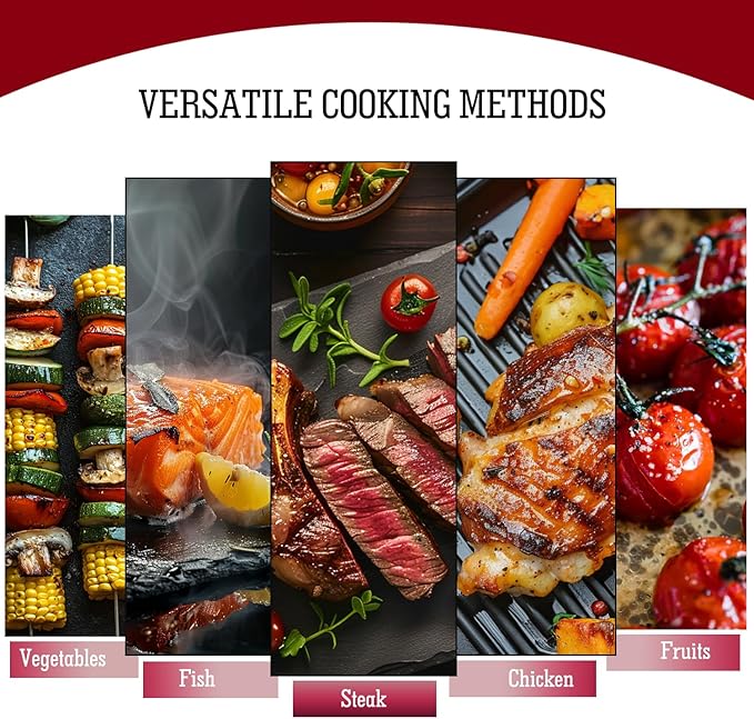 Artestia 2-in-1 1700W Adjustable Temperature Raclette Grill with Granite Stone & Non-Stick Cast Aluminum Plates | Includes 8 Mini Pans & Spatulas | Extended Power Cord | Perfect for Family Gatherings