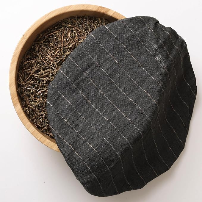 100% Linen Stripe Bowl Covers Reusable For Bread Proofing, 4 Pcs Elastic Cloth Fabric Bowl Covers, 5.9*7.9*9.8*11.8 Inches, Black