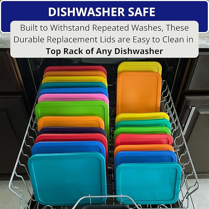 Klareware 1 Cup 2 Cup 3 cup 4 cup 6 cup 7 Cup 11 cup Round Plastic Food Storage Replacement Lids Covers for Klareware Anchor Hocking and Pyrex Glass Bowls (Container not Included) (14 Pack)