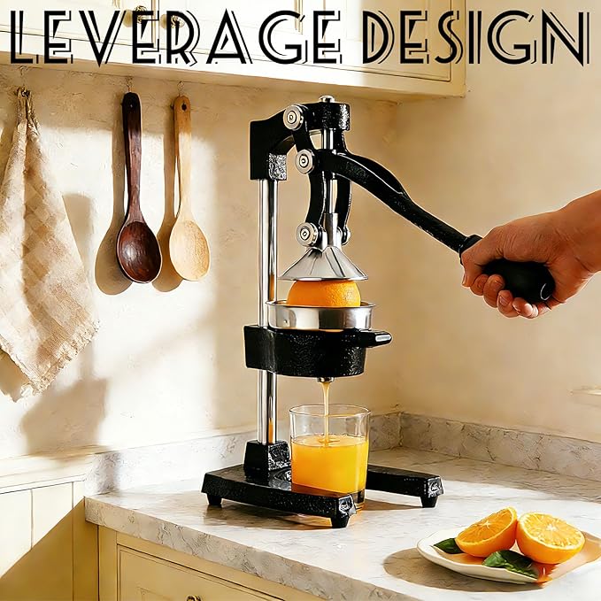 Cast Iron Juicer, Cast Iron Juicer Hand Press Heavy Duty, Peel-Free Juicing, Professional Lemon Orange Pomegranate Squeezer, Effortless, Stable, Easy Clean for Home, Bar, Commercial Use