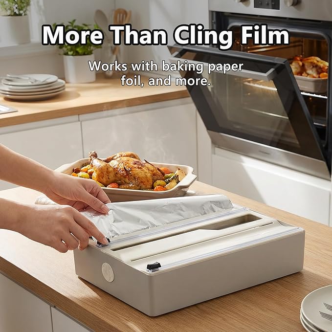 Li & Zhao Plastic Wrap Dispenser with Cutter - 3 in 1 Wrap Organizer with Cutter Foil and Plastic Wrap Organizer Baggie Organizer for Drawer Aluminum Foil Organizer Kitchen Wrap Organizer for 12" Roll